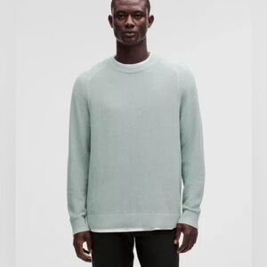 Lululemon Men’s Textured Knit Crewneck Sweater cotton blend Small heathered teal
